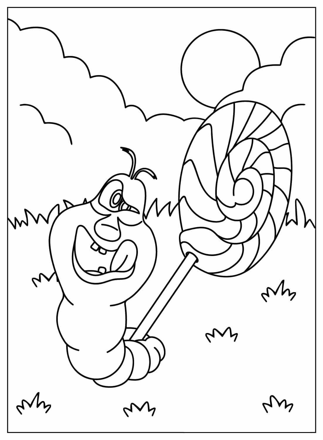 Fisa de colorat cu virmele de la Booba 22